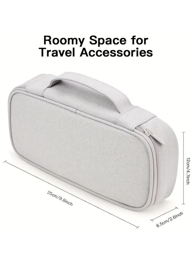 Large Gray Linen Travel Cable Organizer Bag For Chargers Power Banks External Devices - Image 2